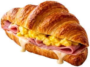 Croissant relleno de jamón, queso y huevo
