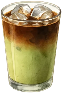 Iced pistachio latte de color verde pistacho