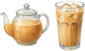 Té servido con agua o leche, caliente o con hielo